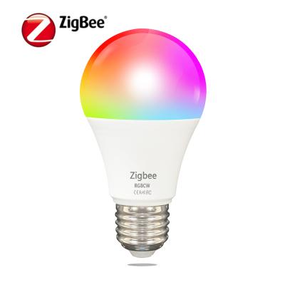 China Hotel Voice App Google Alexa Control RGB Cool White Warm White 10W E27 Zigbee Smart Colored Dimming Light Bulb for sale