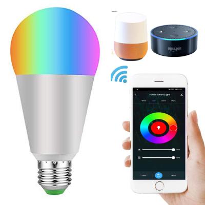 China Alexa Google Home Enabled 9W RGBCW Dimmable 220V LED Hotel Light Bulb E27 E26 B22 WiFi Lamp Smart LED Music Light Bulb for sale