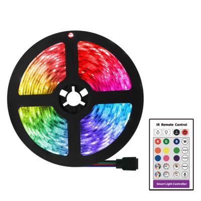 China Smart Decoration Strip Color Changing RGB IP20 With 24 Key WiFi Remote Music Led Strip Light 15M For Home Decoration for sale