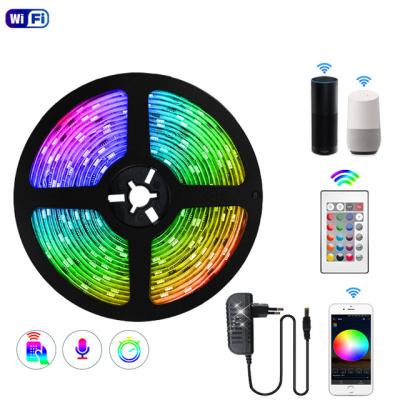 China Decoration 5M Flexible Waterproof LED Strip Light WIFI DC IP65 12V Remote Control LED Strip Light RGB for sale