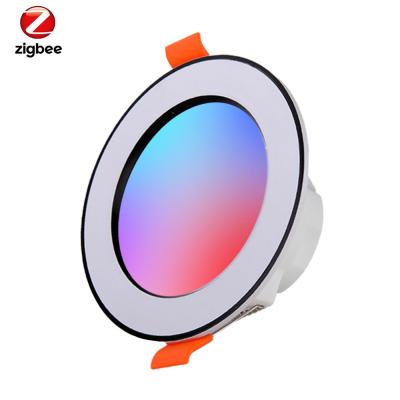 China Zigbee Smart 3.0 Modern RGBW Downlight Smart Work With Alexa Smart LED Recessed Lights Led Downlight 9W for sale