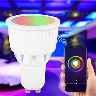 China Tuya Smart Wifi RGBW GU10 hotel spotlights lampada 7W led Alexa Google Home color changing led projector for sale