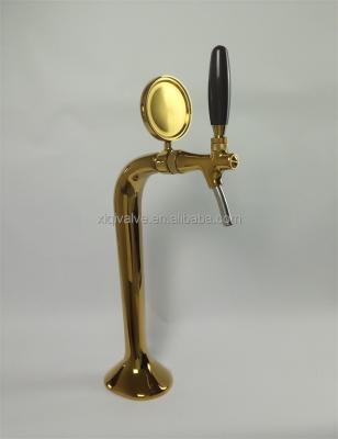 China Viable China Style Draft Beer Tower Hot Gold PVD Plated With Long Taps Handles for sale