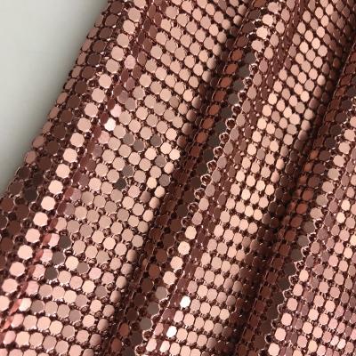 China Flexible Aluminum Sequin Mesh Fabric Chain mail Fabric For Table Cloth Chain mail Curtains for sale