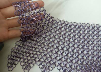 China Purper Gelast Roestvrij staal Ring Mesh Curtain Anticorrosion 2.2kg/M2 Te koop