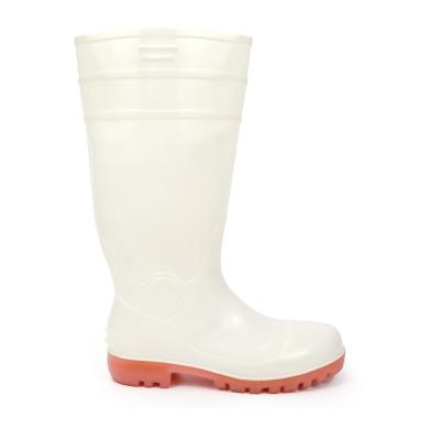 China High Quality PVC Steel Anti-smash Anti-oil Toe Work Safety White Rain Boots Damping For Adult for sale