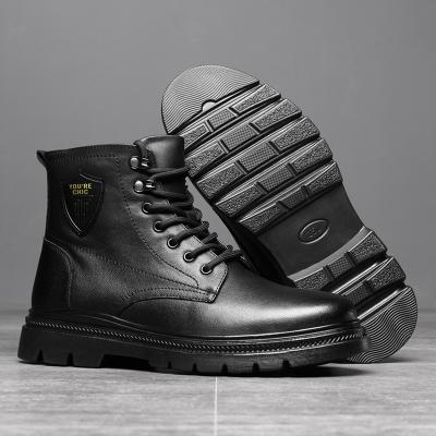 China Factory Supply Leather Zipper High Top Walking Shoes Waterproof Wear Resistant Men Martin Boots for sale