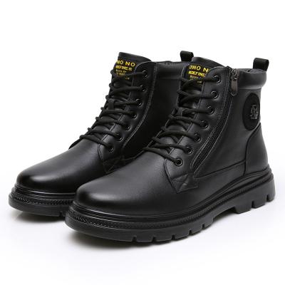 China 2022 British Style White Wool Breathable Non-slip Outdoor Lace Up And Zipper Mens Cow Leather Boots for sale