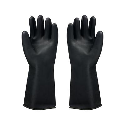 China High Quality Acid Resistance Protection Personal General Use Acid And Alkali Resistant Thick Industrial Black Latex Mitt for sale
