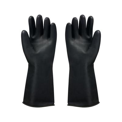 China High Quality Acid Resistance Protection Personal General Use Acid And Alkali Resistant Thick Industrial Black Latex Mitt for sale