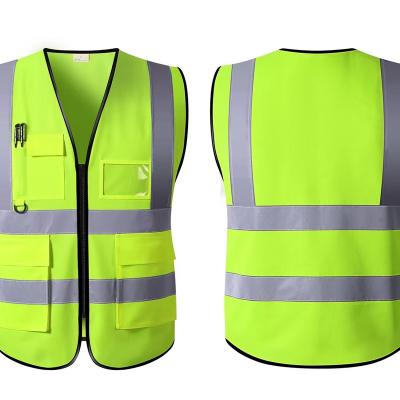 China Factory Supply High Visibility Engineer Style Single Multi-pocket Construction Mesh Formaldehyde Free 120g Silk Fabric Low-stretch 120g Vest Safety Reflective Clothing for sale