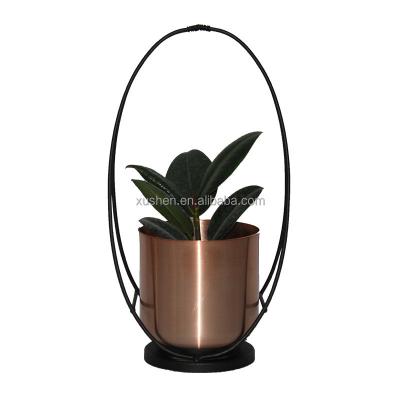 China Nordic Home Restaurant Chinese Plant Hotel Metal Flower Planter Pot With Stand For Indoor Use for sale