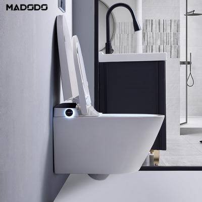 China 2021 Automatic Operation 110v/220v Modern Smart One Piece Luxury Toilet Bowl White Wall Hung Smart Toilet With Bidet Closestool for sale