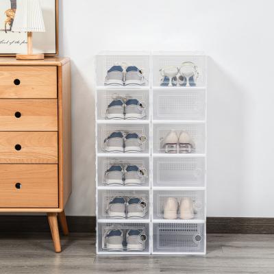 China Transparent Rectangular Plastic Bathroom Shoe Acrylic Shoe Storage Box for sale