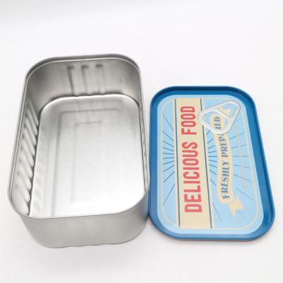 China Recyclable Empty Sardine Custom Logo Tin Box With Packaging Cans for sale