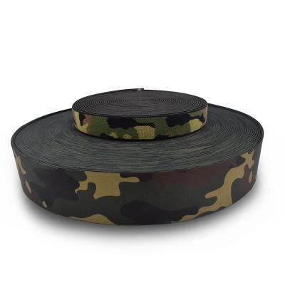 China High Quality Elastic Custom Printed Camouflage Military Nylon Jacquard Elastic Webbing for sale