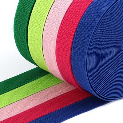 China Custom factory strong woven thick 100% polyester elastic premium plain elastic band for webbing for sale