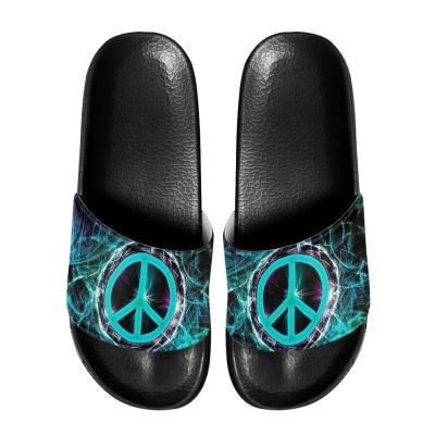 China Fashion Trend Love and Peace Logo Print Custom Slippers for Women Hot Summer Indoor Bathroom Slippers Men Outdoor Beach Sandals Drop Shipping for sale