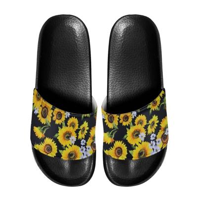 China Fashion Trend 3D Print On Demand Sunflower Print Slippers Women's Men Outdoor Beach Non-slip Sandals Slippers Home Bathroom Slippers Wholesale for sale