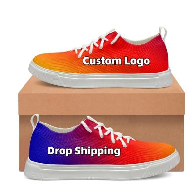 China Cushioning Wholesale Customized Logo Casual Flat Shoes Street Fashion Lace-up Skateboard Shoes Men's Breathable Mesh Sneakers Drop Shipping for sale