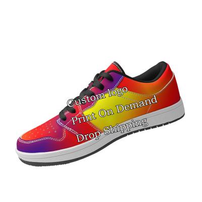 China Fashion Trend Drop shipping Shoes Breathable Casual Lace Up Walking Shoes Print On Demand Printing Non-slip Flats OEM Wholesale Men's Sneakers for sale