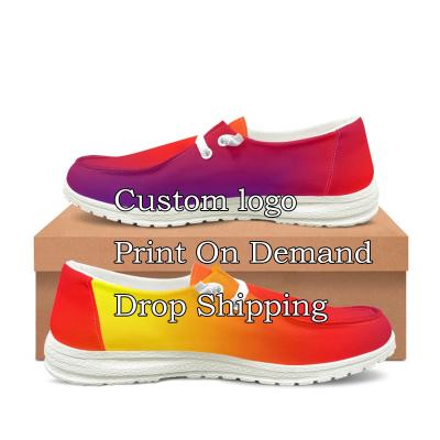 China Light Drop Shipping Slip-on Lace Up Loafers Custom Women's Casual Walking Shoes Print On Demand Light Flats Loafers Sneaker Wholesale for sale