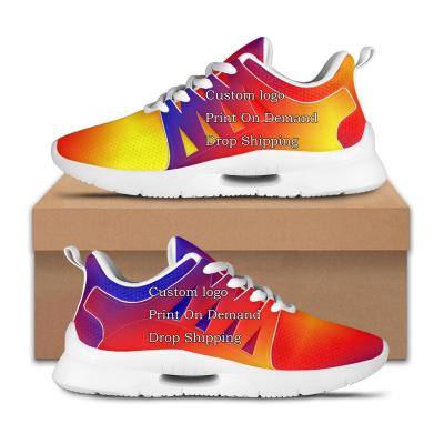 China Cushioning Custom Wholesale Men Sneakers Lace Up Casual Dropshipping Fashion Trendy Flat Shoes Print On Demand Light Outdoor Running Shoes for sale