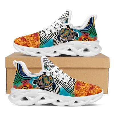 China Printed Australia Aboriginal Turtle Indigenous Art Sneakers Female Print On Demand Comfort Lightweight Lace-Up Flats Low Price Wholesale for sale