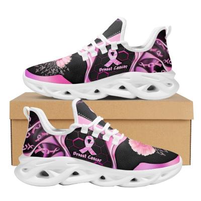 China Printed Print On Demand Shoes Breast Cancer Awareness Casual Sneakers Personalized Custom Logo Image Comfort Tennis Shoes Hot Wholesale for sale