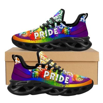 China Printed Drop Shipping Colorful Pride LGBT Print Platform Shoes Wholesale in Bulk Light Mesh Sneakers Rainbow Lips Pattern Running Shoes for sale