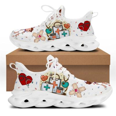 China Printed Drop Shipping Nursing Women Sneakers OEM Wholesale Breathable Mesh Running Shoes Wear-Resistant Footwear Minimum Order Quantity for sale