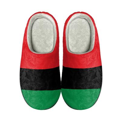 China Fashion Trend Drop Shipping Pan Africa Cotton Slippers Print on Demand Custom Light Winter Plush Flats Shoes Minimum Order Quantity Slip On for sale