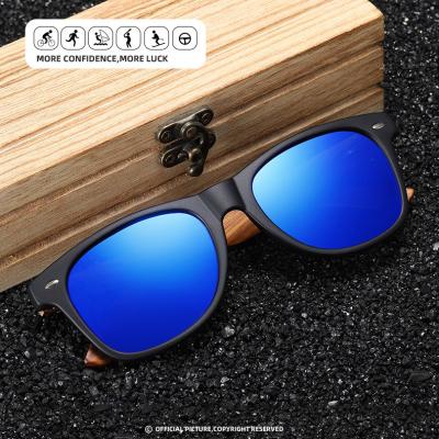 China Wooden Sunglasses In Cat 3 Retro Running Classic Blue UV400 Mirror Coating Polarized Lenses Sunglasses 2021for Men Women Wood for sale