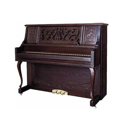 China Mechanical piano pro keyboard Musical instrument preschool Practice upright piano Matte brown black Engraving of pattern Vintage piano for sale