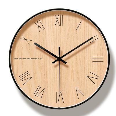 China Custom Antique Face Decorative Quartz Print Style 12inch Aluminum Frame Round Metal Modern Wall Clock for sale