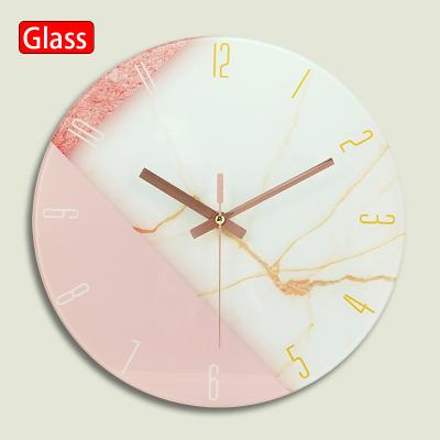 China Fashion style antique custom design style modern marble glass wall clock, used for wall decoration home wall clock for sale