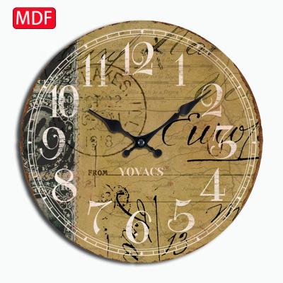 China MDF Simple Design Decoration Retro Style Rustic Wood Wall Clock European Antique Wall Clocks Antique Home Gift for sale