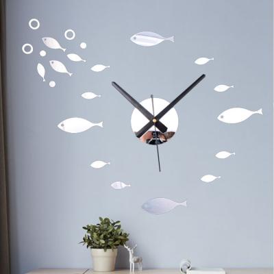 China Antique Wall Paste Decoration Fish Style Diy Acrylic 3d Wall Clock for sale