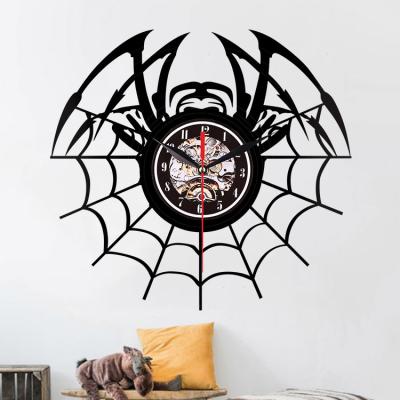 China Creative Spider Antique Design Style Vinyl Wall Clock for sale