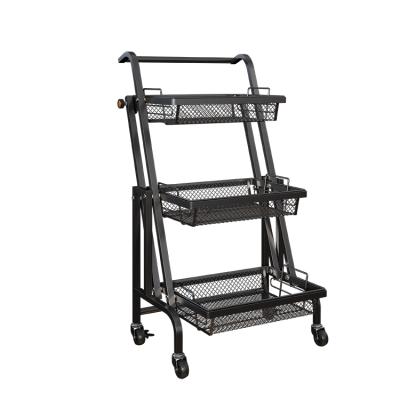 China Durable Professional 3 Layers Rack Basket Storage Cart For Home Kitchen Furniture for sale