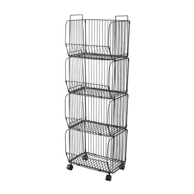 China Metal Wire Chrome-plating Mesh Storage Basket Rack For Living Room Sustainable Kitchen for sale