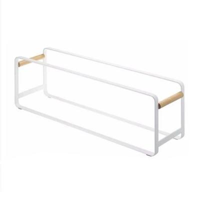 China Factory Price Minimalist Modern Metal Stackable Shoes Rack With Wooden Stick for sale