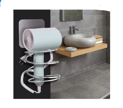 China Fashion Wall Mounted Hair Dryer Holder Bathroom Wall Storage Shelf Nail Organizer Cheap Free Standing Hair Dryer Iron Bracket Made in China for sale