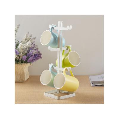 China Viable Hot Selling Amazon Fashion White Metal Storage Rack Wine Glass Rack Cup Holder On Table Storage Shelve for sale