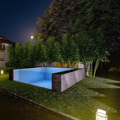 China Large deep outdoor swimming without transparent border assembled high quality acrylic metal frame pool frame swimming pool for sale