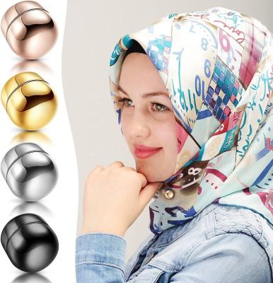 China Environmental Friendly Muslim Magnetic Hijab Pins Pinless Round Magnetic Scarf Pins Decorative Magnetic Pins Hijab Buttons for sale