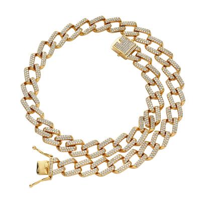 China Hot Sale Environmental Friendly Cuban Link Chain 18K Gold Plated Hip Hop Jewelry Sets Choker Necklace Bracelet for sale