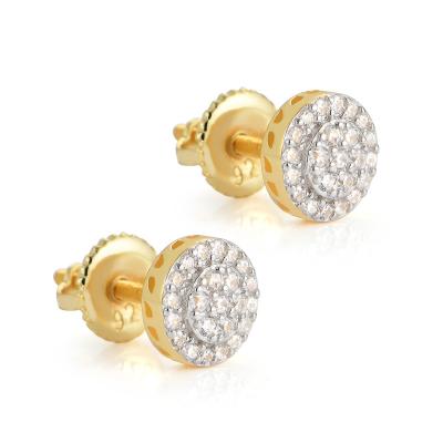 China Environmentally Friendly Fashion Grade 5A Hip Hop Zircon 925 Sterling Silver Jewelry Men Round Stud Earrings for sale