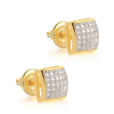 China Environmental Friendly Statement Hip-Hop 925 Sterling Silver Jewelry Square Stud Men Earrings for sale