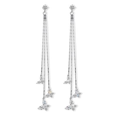 China FASHIONABLE wholesale long earrings for women flying silver tassel stainless steel butterfly earrings for sale